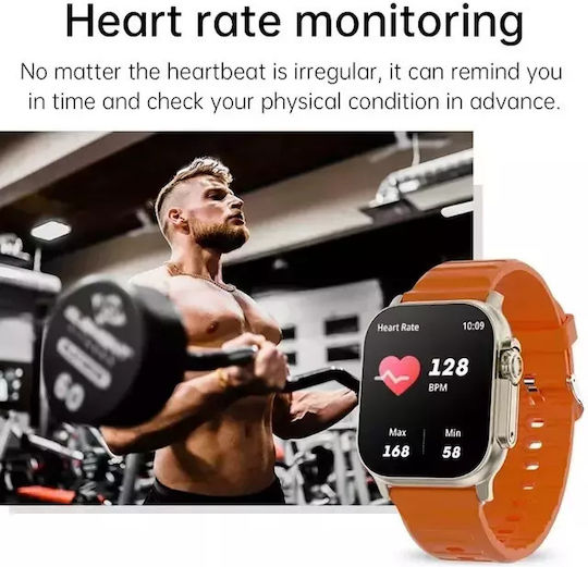 T900 Ultra Smartwatch with Heart Rate Monitor (Orange) view 2