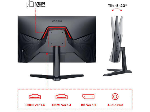Koorui 24E3 IPS Gaming Monitor 24" FHD 1920x1080 165Hz view 5