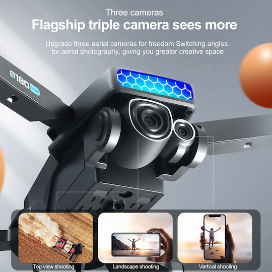 XF-S180 Drone FPV 2.4 GHz with 720p Camera and Controller Black view 2