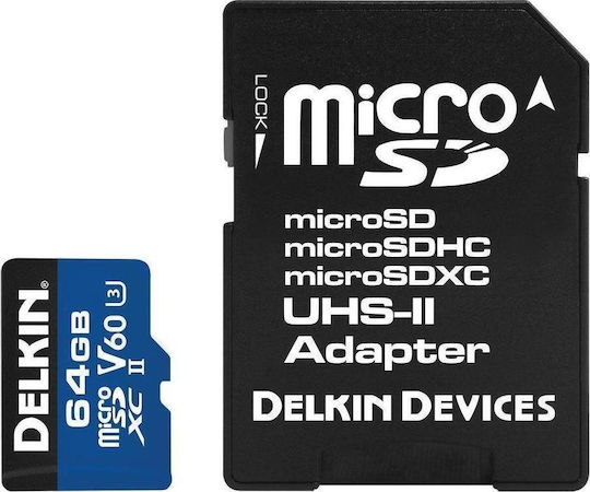 Delkin Delkin SDXC 64GB U3 V60 UHS-II Memory Card with Adapter