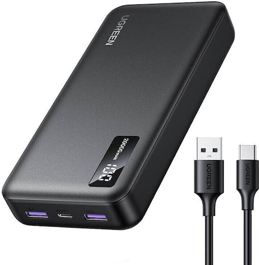 Ugreen PB312 Power Bank 20000mAh 20W with 2 USB-A Ports and USB-C Port Black vue 4