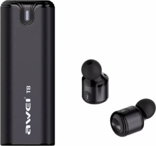 Awei T8 In-ear Bluetooth Handsfree Earphones with Sweat Resistance and Charging Case Black Ansicht 9