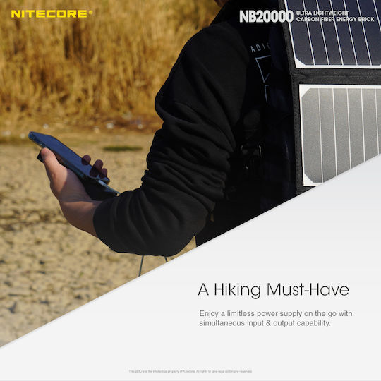 NiteCore NB20000 Power Bank 20000mAh 45W with 2 USB-A Ports and USB-C Port Carbon Fiber view 6