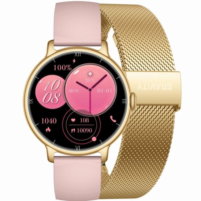 Gravity GT33-1 41mm Smartwatch with Heart Rate Monitor Golden