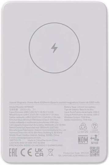 Xiaomi Magnetic WPB0507 MagSafe Power Bank 5000mAh 10W with USB-C Port White