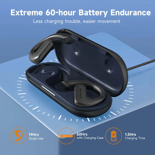 OneOdio OpenRock S In-ear Bluetooth Handsfree Earphones with Sweat Resistance and Charging Case Black vue 6