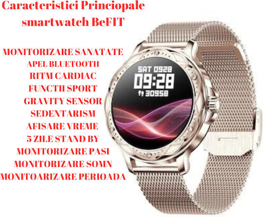 BeFIT 46mm Smartwatch with Heart Rate Monitor (Gold) view 7