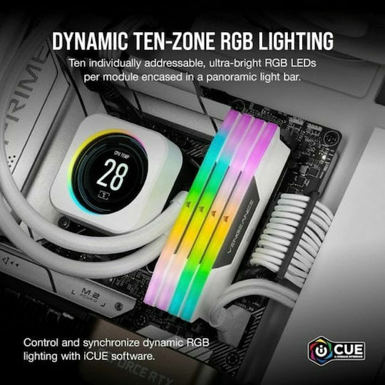 Corsair Vengeance RGB DDR5 32GB RAM with 2x16GB Modules and Speed 6000 for Desktop CMH32GX5M2B6000C30W view 7