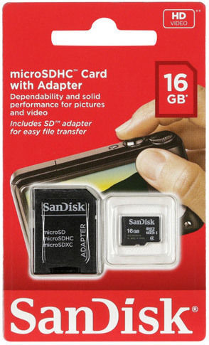 Sandisk microSDHC 16GB Class 4 Default Speed with Adapter view 2