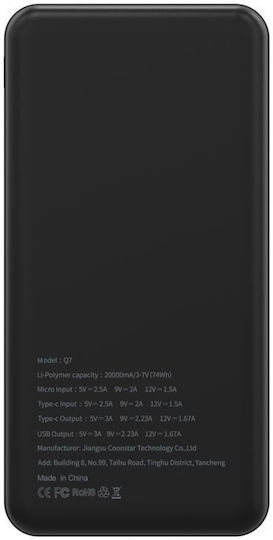 Puridea Q7 Power Bank 20000mAh 20W Quick Charge 3.0 Black view 2