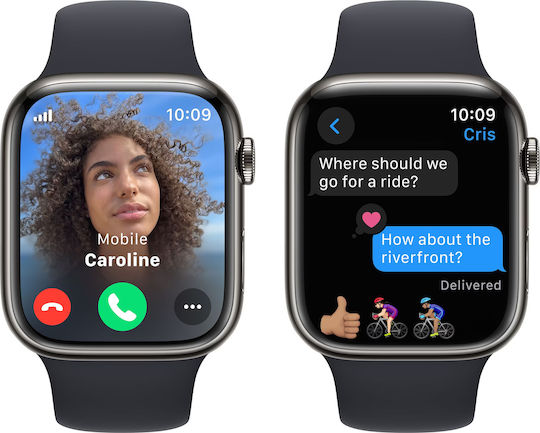 Apple Watch Series 9 Cellular Stainless Steel 45mm Waterproof with eSIM and Heart Rate Monitor (Gold with Clay Sport Band (S/M)) view 4