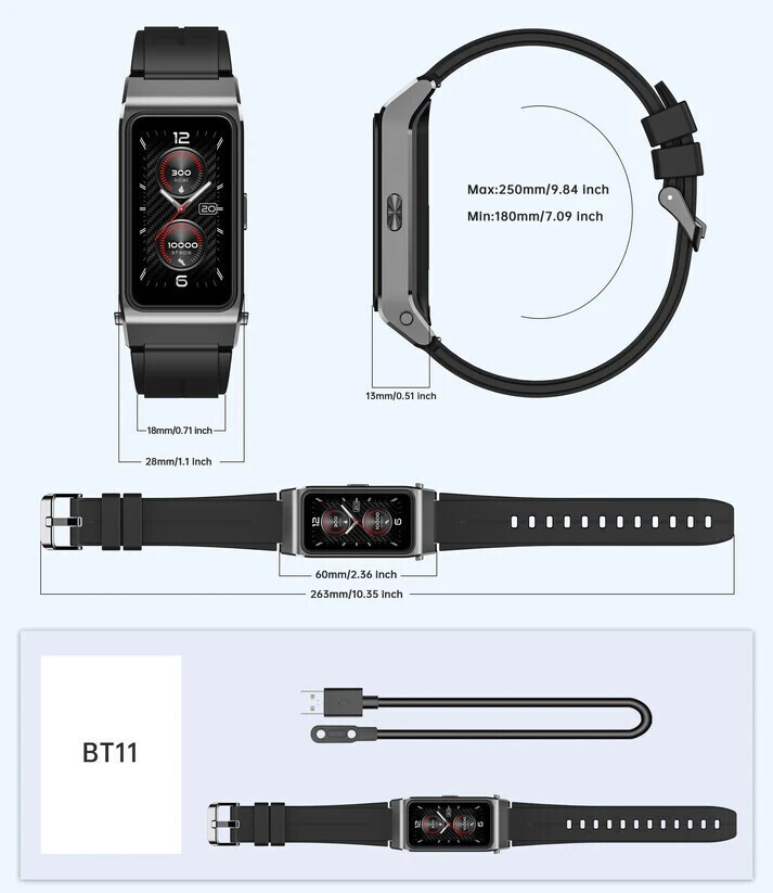 Oukitel BT11 Titanium Smartwatch with Heart Rate Monitor Black view 5
