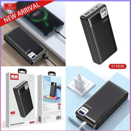 Earldom ET-PD30 Power Bank 20000mAh 22.5W with USB-A Port and USB-C Port Black view 5