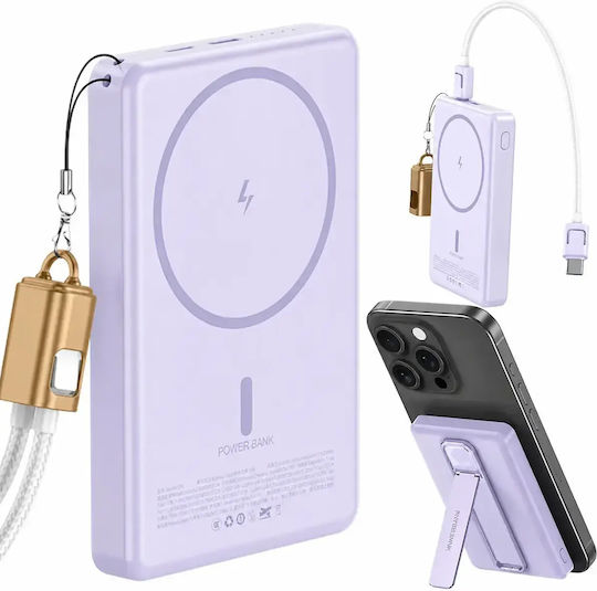 Verk Group 06400 MagSafe Power Bank 5000mAh 20W with USB-C Port Quick Charge 3.0 Purple