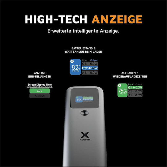 Xtorm Nova Ultra Power Bank 27600mAh 140W with USB-A Port and 2 USB-C Ports Power Delivery / Quick Charge 3.0 Gray view 7