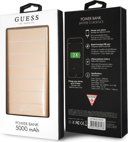 Guess GUPBALSTGO Power Bank 5000mAh with USB-A Port Gold view 2