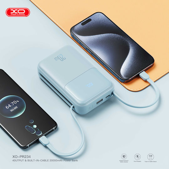 XO PR234 Power Bank 20000mAh with USB-A Port and USB-C Port Light Blue view 5
