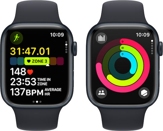 Apple Watch Series 9 Aluminium 45mm Waterproof with Heart Rate Monitor (Midnight with Midnight Sport Band (M/L)) view 8