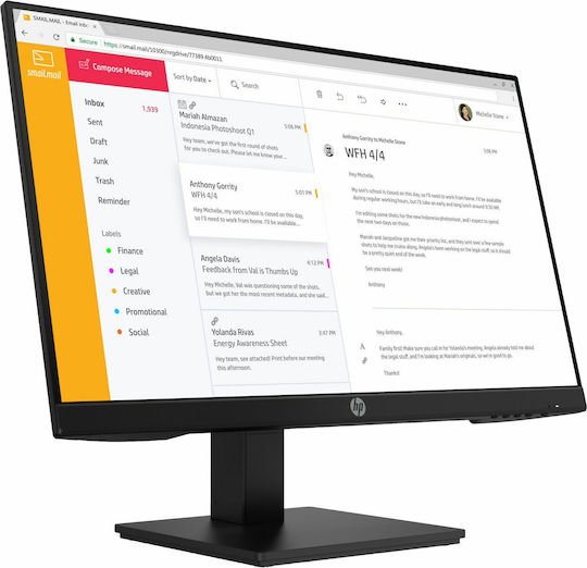 HP P24h G4 IPS Monitor 23.8" FHD 1920x1080 with Response Time 14ms GTG view 3