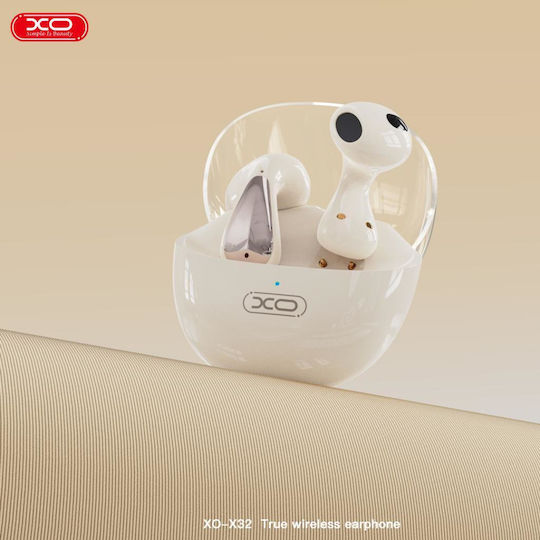 XO X32 Space Bus Earbud Bluetooth Handsfree Earphones with Charging Case Beige view 3