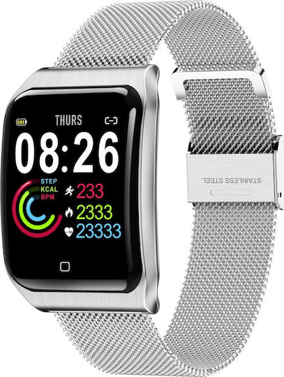 F9 Smartwatch with Heart Rate Monitor (Silver)