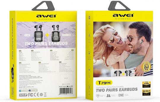 Awei T79 In-ear Bluetooth Handsfree Earphones with Sweat Resistance and Charging Case Black view 3