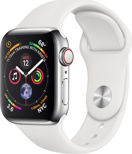 Apple Watch Series 4 Cellular Stainless Steel 40mm Waterproof with eSIM and Heart Rate Monitor (White) view 1