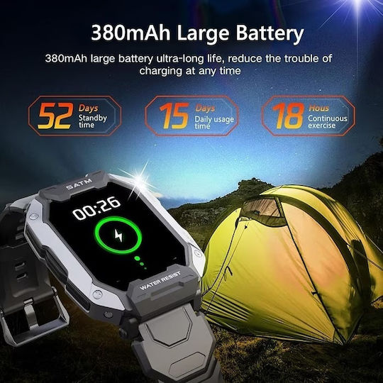 SATM Army D20 Smartwatch with Heart Rate Monitor (Black) view 8