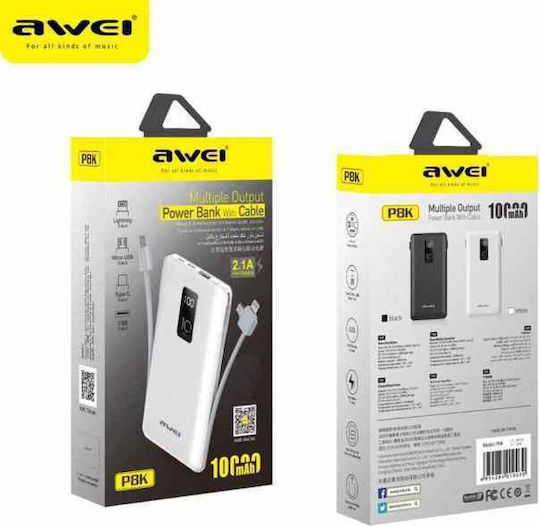 Awei P8K Power Bank 10000mAh with USB-A Port Black view 5