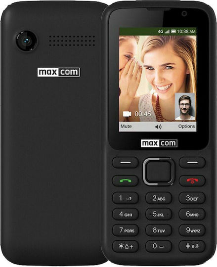 MaxCom MK241 Single SIM (4GB) Mobile with Buttons Black view 1