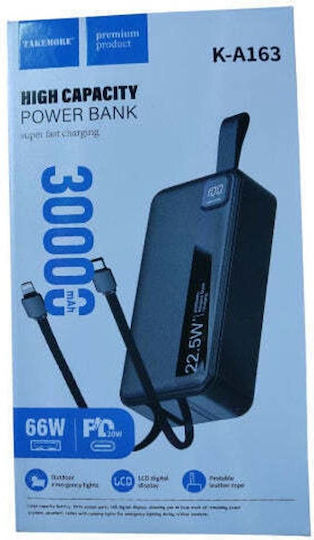 Takemore K-A163 Power Bank 30000mAh with USB-A Port and USB-C Port