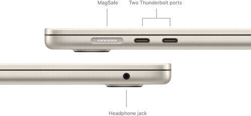 Apple MacBook Air 15" (2024) 15.3" Retina Display (M3-8-core/16GB/512GB SSD) Starlight (International English Keyboard) view 3