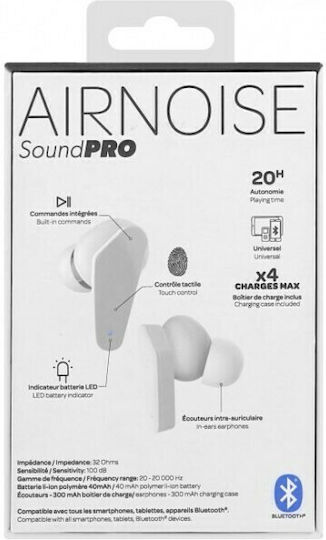 T'nB Air Noise In-ear Bluetooth Handsfree Earphones with Charging Case White view 4