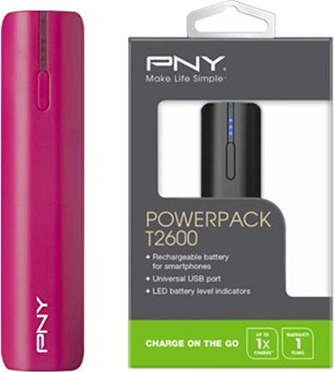 PNY T2600 Power Bank 2600mAh with USB-A Port Pink view 2