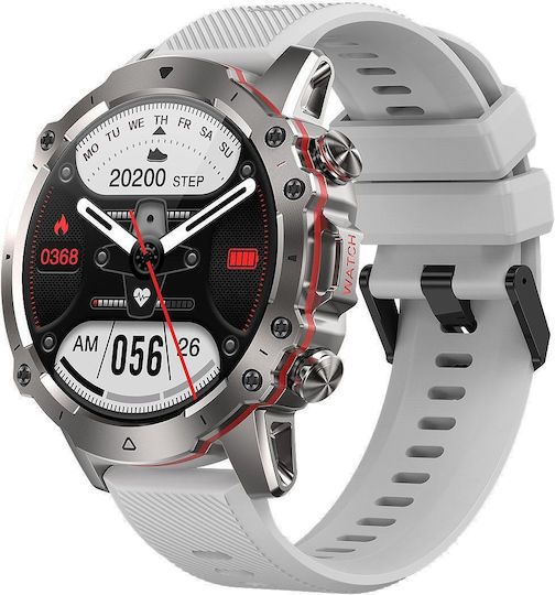 Ak56 Ip67 Bt5.1 1.43inch Smart Watch Support Voice Call Health Monitoring Style:silicone Strap Silver