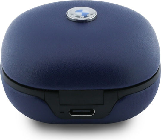 BMW Leather Metal Logo In-ear Bluetooth Handsfree Headphones with Blue Charging Case view 5
