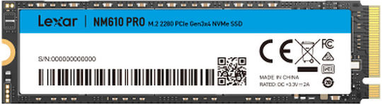 Lexar NM610PRO SSD 500GB M.2 Type with PCI Express 3.0 Connection LNM610P500G-RNNNG vue 2