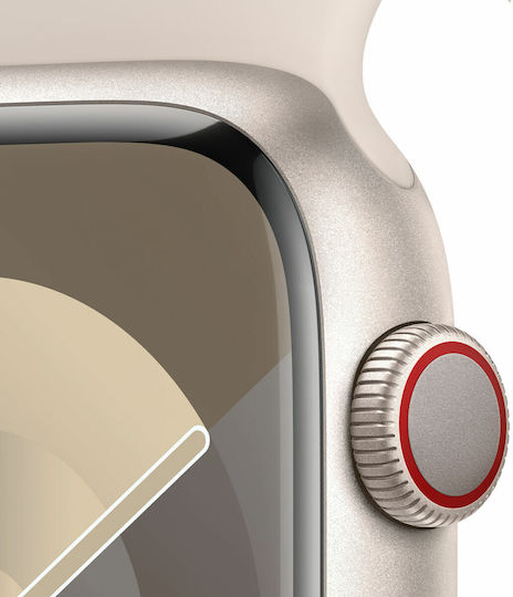 Apple Watch Series 9 Cellular Aluminium 45mm Waterproof with eSIM and Heart Rate Monitor (Starlight with Starlight Sport Band (S/M)) view 4