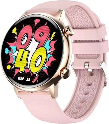 Hk39 1.1 Inch Smart Silicone Strap Watch Supports Bluetooth Call Blood Oxygen Monitoring Pink