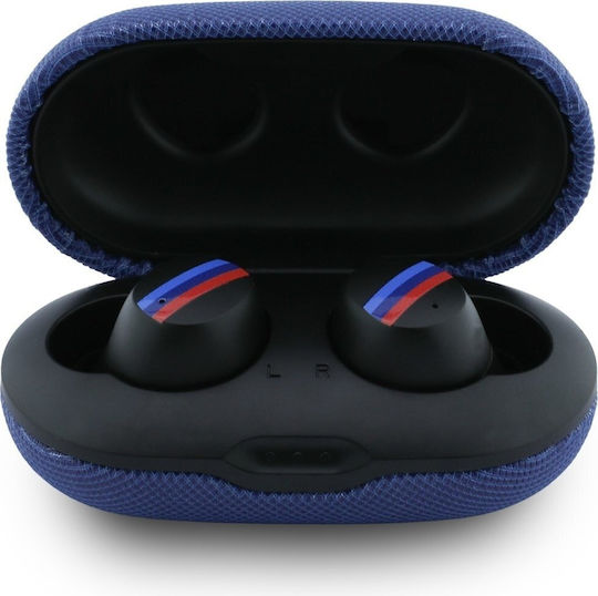 BMW Metal Logo In-ear Bluetooth Handsfree Headphones with Sweat Resistance and Charging Case Blue view 2