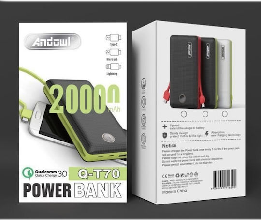 Andowl Q-T70 Power Bank 20000mAh Black view 2
