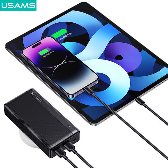 Usams CD205 Power Bank 10000mAh 10W with 2 USB-A Ports Black view 2