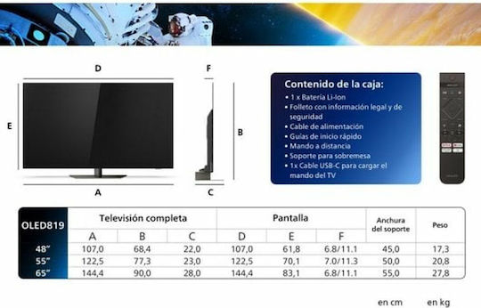 Philips Smart Television 48" 4K UHD OLED 48OLED819 HDR (2024) view 4