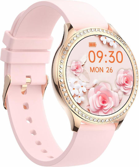 Ak53 Ip67 Bt5.2 1.32inch Smart Watch Support Voice Call Health Monitoring Style:silicone Strap Gold view 2