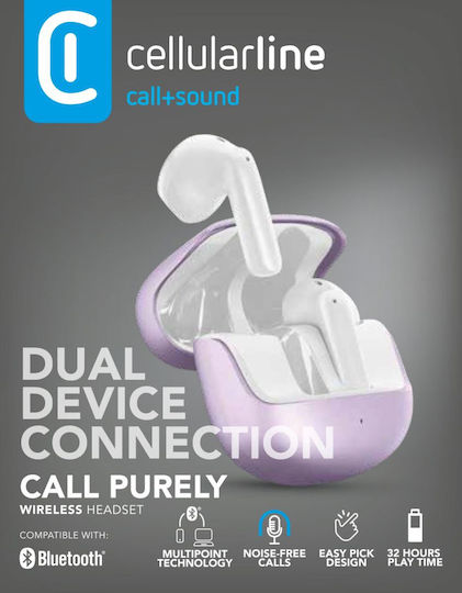 Cellular Line Pure In-ear Bluetooth Handsfree Earphones with Charging Case Purple view 4