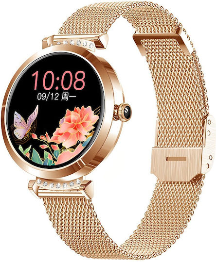 Smartwatch Lady's Diamond Idealstore Screen Size 1.9 Water Resistant Bluetooth Heart Rate Monitor Blood Oxygen Call Text Notifications Multi Sport Compatible Ios Android Rose