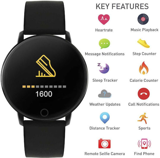 Reflex Active Series 05 Stainless Steel 42mm Smartwatch with Heart Rate Monitor (Black) view 3