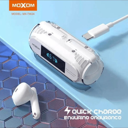 Moxom MX-TW24 In-ear Bluetooth Handsfree Earphones with Charging Case White view 1