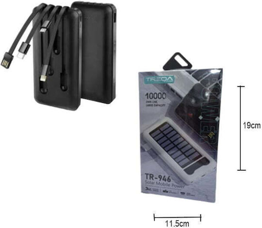 Treqa TR-946 Solar Power Bank 10000mAh with USB-A Port Black Ansicht 4