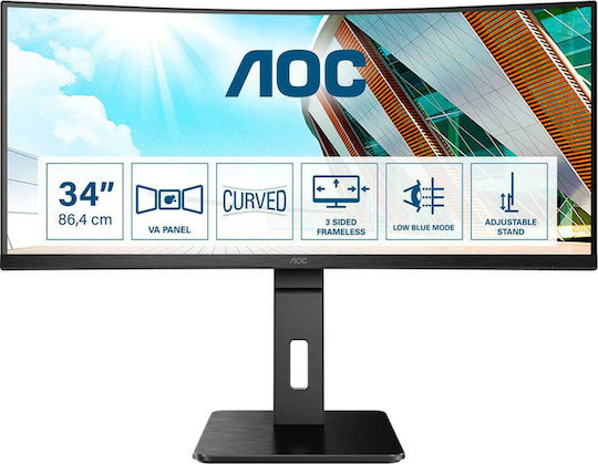 AOC CU34P2A Ultrawide VA Curved Monitor 34" QHD 3440x1440 with Response Time 4ms GTG view 3